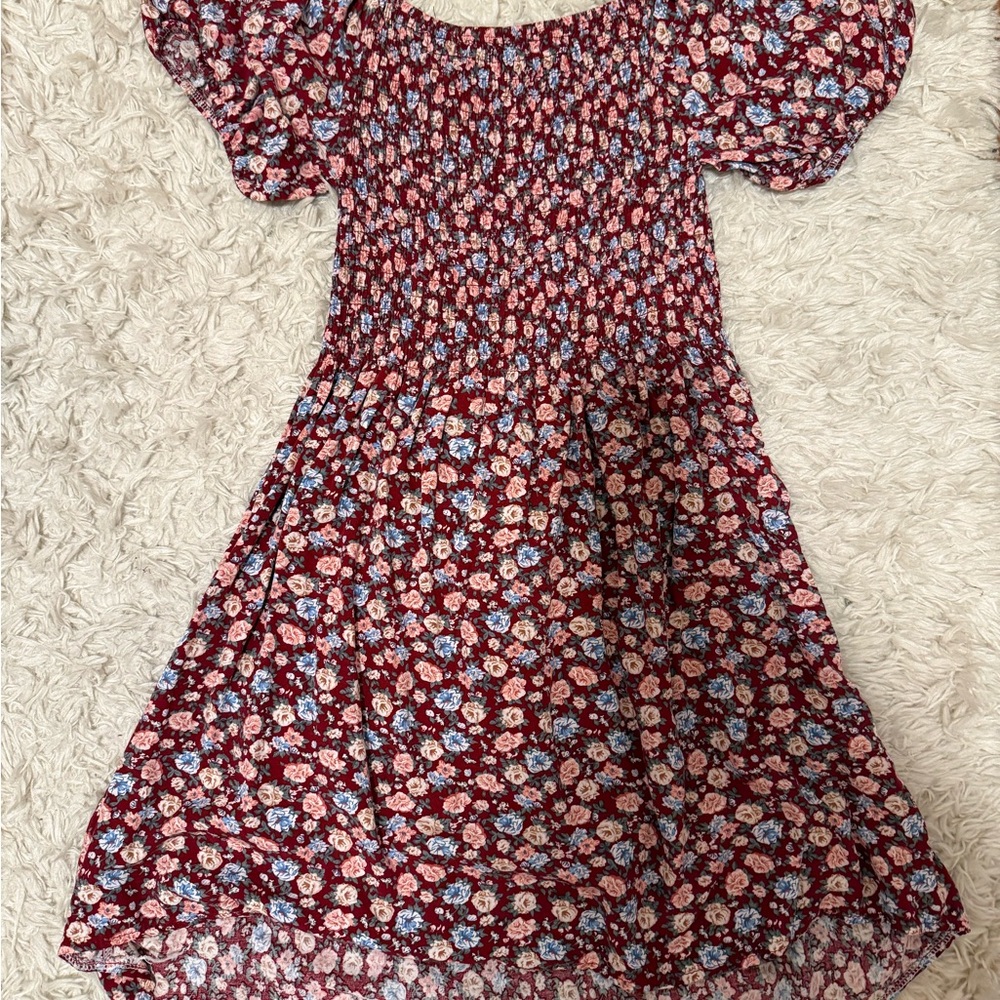 Elegant Floral Mini Dress with Puff Sleeves